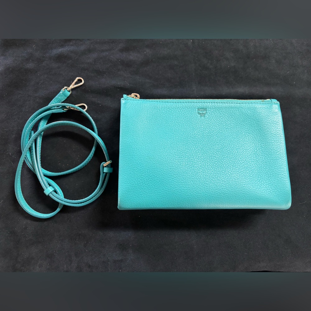 MCM Milla double leather crossbody bag- Elegant Turquoise